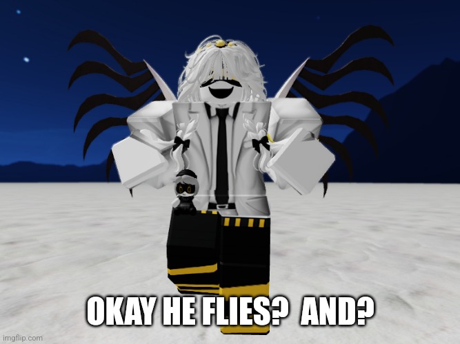 OKAY HE FLIES?  AND? | made w/ Imgflip meme maker