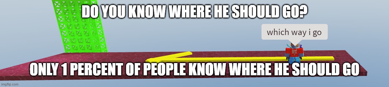 Where Should he go? | DO YOU KNOW WHERE HE SHOULD GO? ONLY 1 PERCENT OF PEOPLE KNOW WHERE HE SHOULD GO | image tagged in where should he go | made w/ Imgflip meme maker