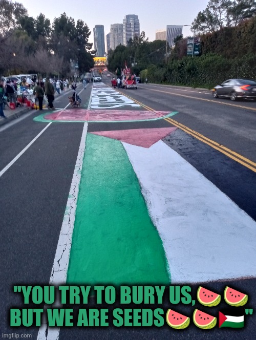 "YOU TRY TO BURY US, BUT WE ARE SEEDS" | "YOU TRY TO BURY US,🍉🍉 BUT WE ARE SEEDS🍉🍉🇵🇸" | image tagged in protest,international women's day 2024,free palestine,watermelons,anti-zionist-action memes,public art | made w/ Imgflip meme maker