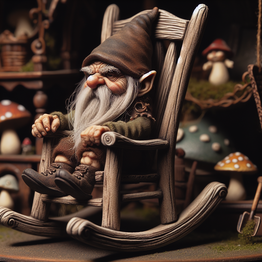 High Quality Grumpy gnome sitting in a rocking chair Blank Meme Template