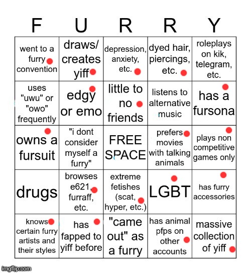 almost got a bingo | image tagged in furry bingo v2,i am so racist,racism is cool | made w/ Imgflip meme maker