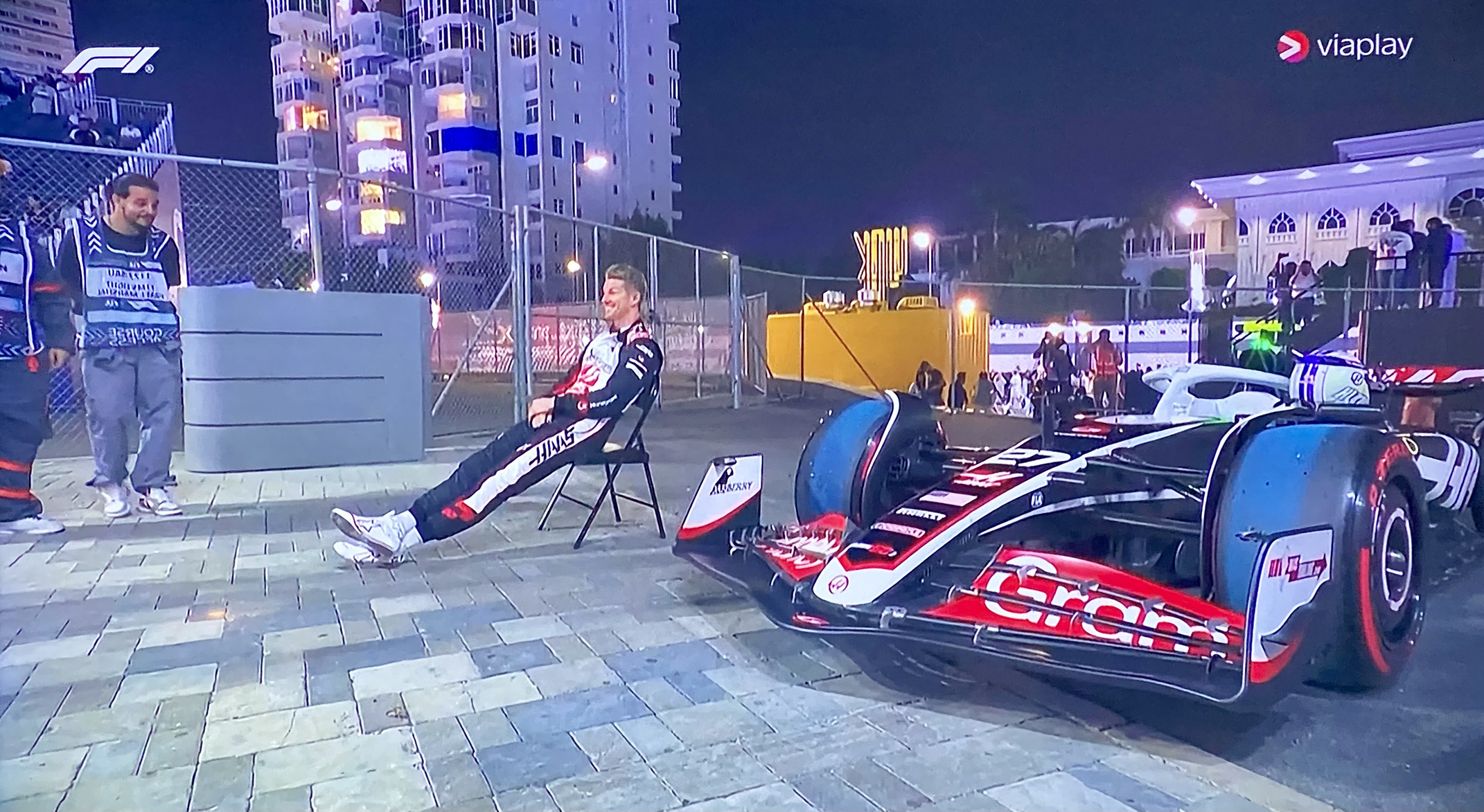 High Quality Hulkenberg chilling by his Formula 1 Haas Blank Meme Template