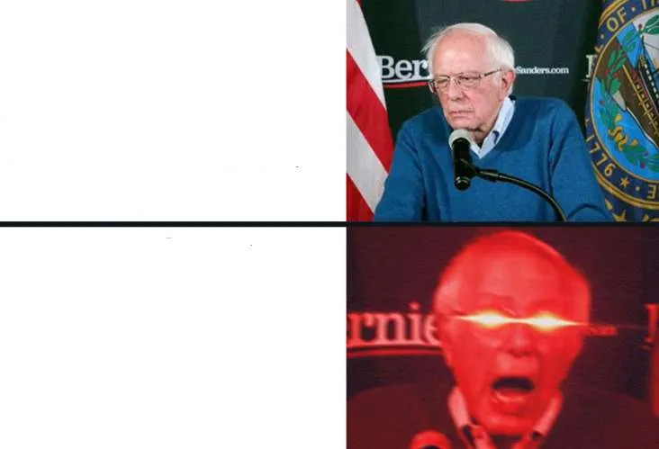 High Quality Bernie Sanders 2 panels Blank Meme Template