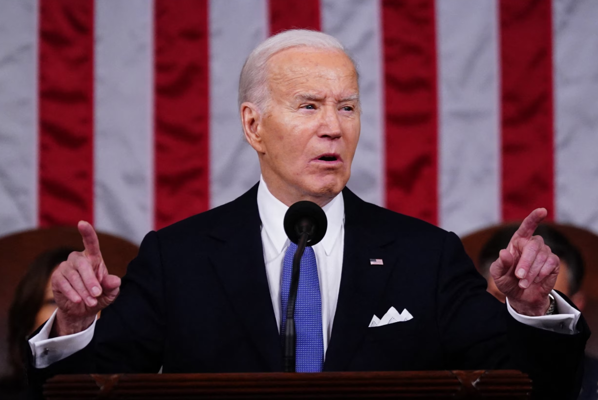 High Quality President Joe Biden giving State of the Union address. Blank Meme Template