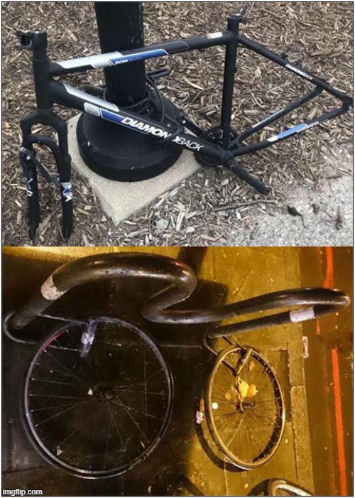 How To Steal A Bike In Stages ! | image tagged in bicyle,theft,dark humour | made w/ Imgflip meme maker