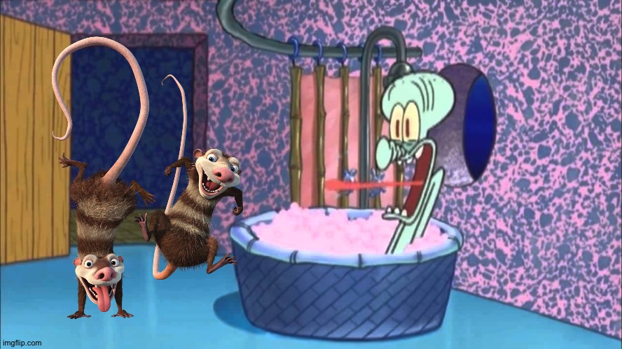 Crash and Eddie drops by Squidward's house | image tagged in who dropped by squidward's house | made w/ Imgflip meme maker