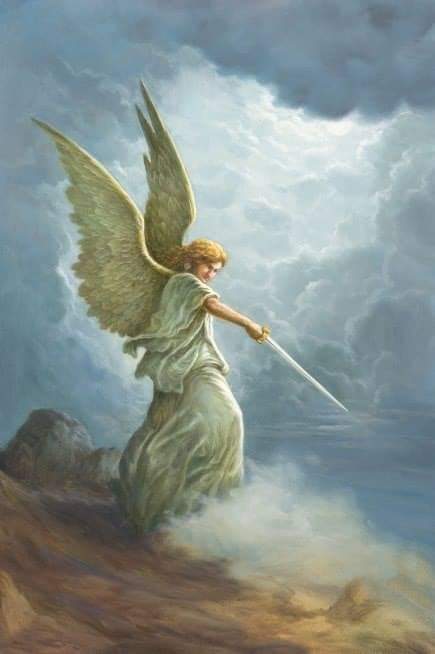 Angel with sword Blank Meme Template