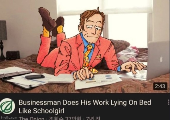 image tagged in businessman does his work lying on bed | made w/ Imgflip meme maker