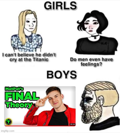 In honor of MatPat | image tagged in do men even have feelings | made w/ Imgflip meme maker