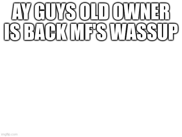 AY GUYS OLD OWNER IS BACK MF'S WASSUP | made w/ Imgflip meme maker