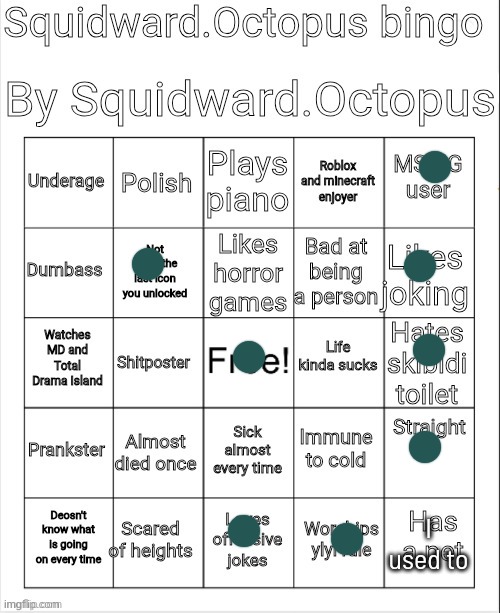 Squidward.Octopus bingo | I used to | image tagged in squidward octopus bingo | made w/ Imgflip meme maker