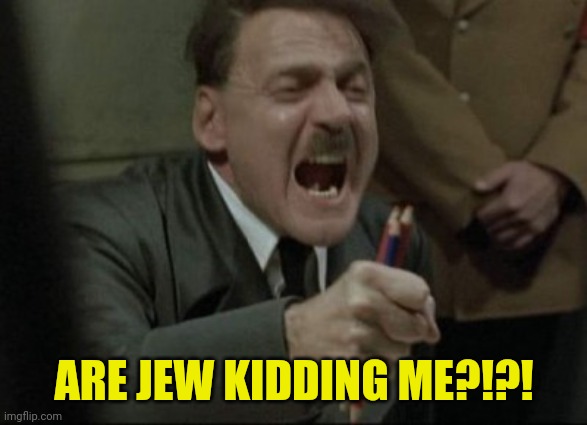 Hitler Downfall | ARE JEW KIDDING ME?!?! | image tagged in hitler downfall | made w/ Imgflip meme maker