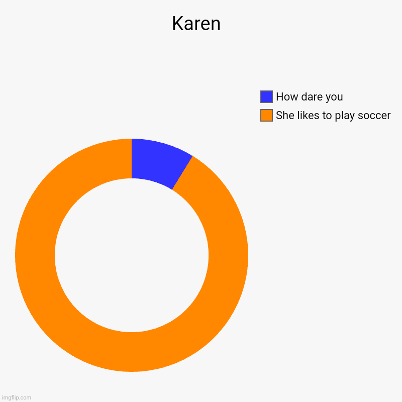 Karen  | She likes to play soccer , How dare you | image tagged in charts,donut charts,amazon box guy | made w/ Imgflip chart maker