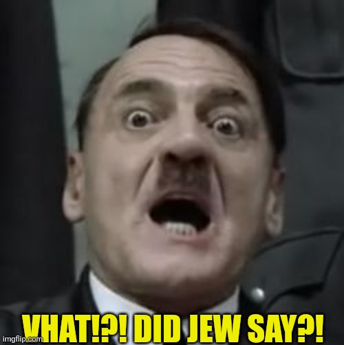 Hitlerbarb | VHAT!?! DID JEW SAY?! | image tagged in hitlerbarb | made w/ Imgflip meme maker