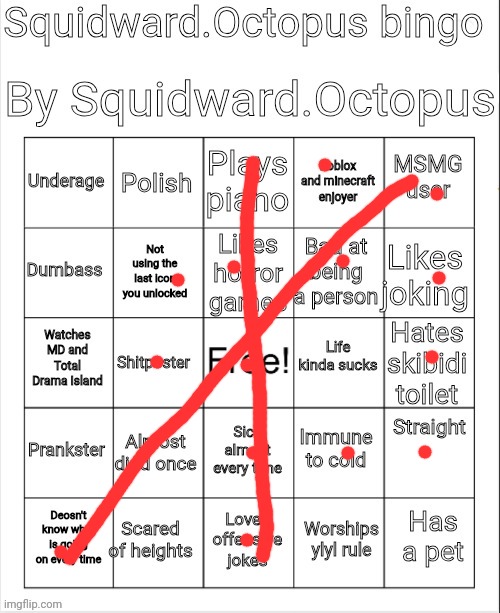Squidward.Octopus bingo | made w/ Imgflip meme maker