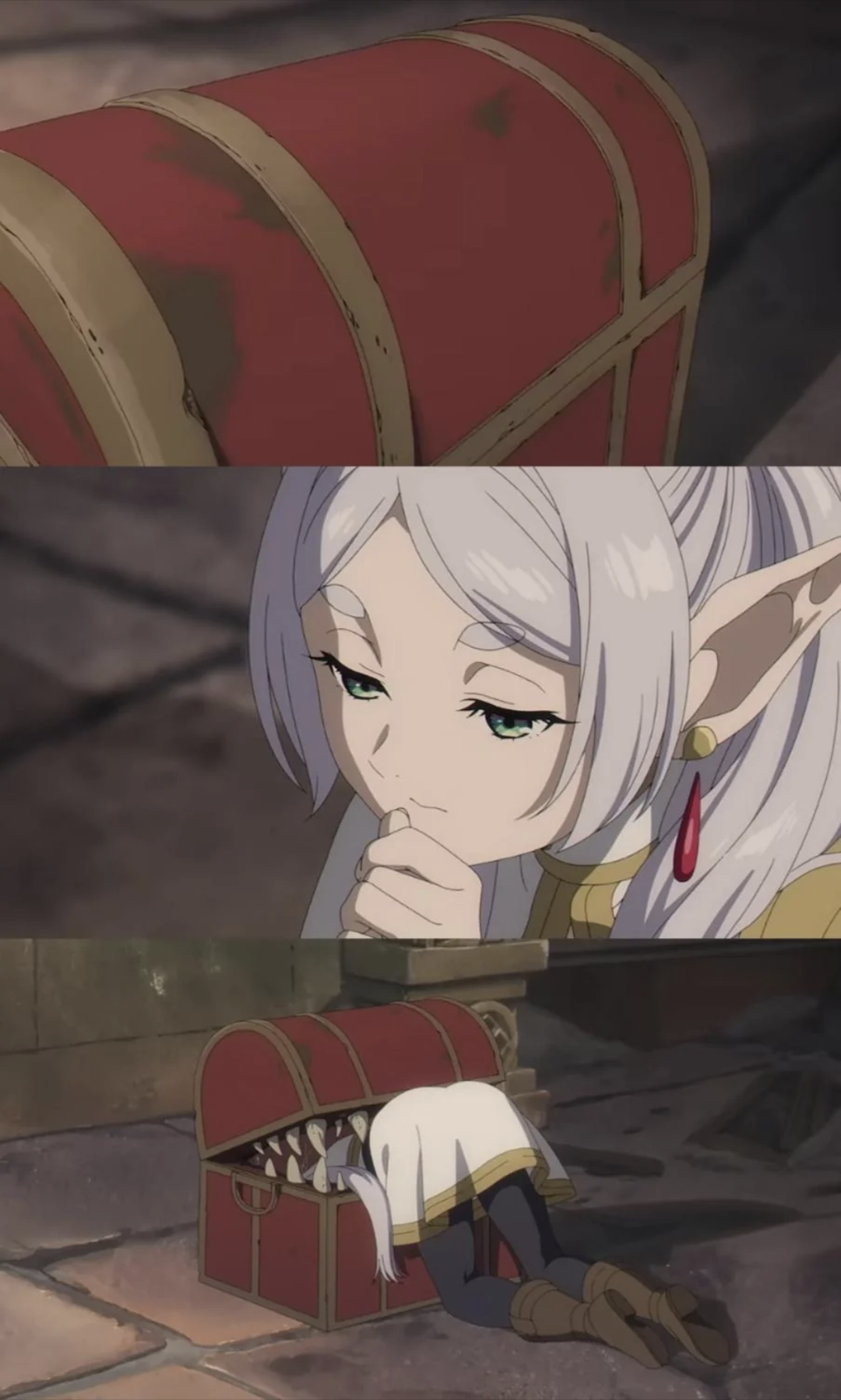 Elf eaten by a Mimic Blank Meme Template