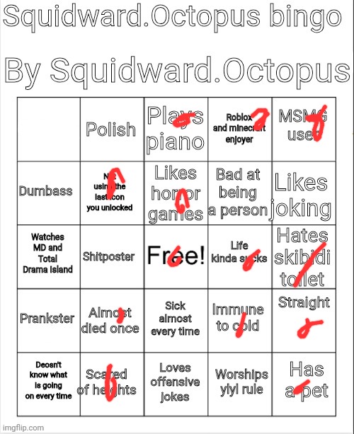 I may be underage i may not yall dont know only I do and i may reveal in the future | image tagged in squidward octopus bingo | made w/ Imgflip meme maker