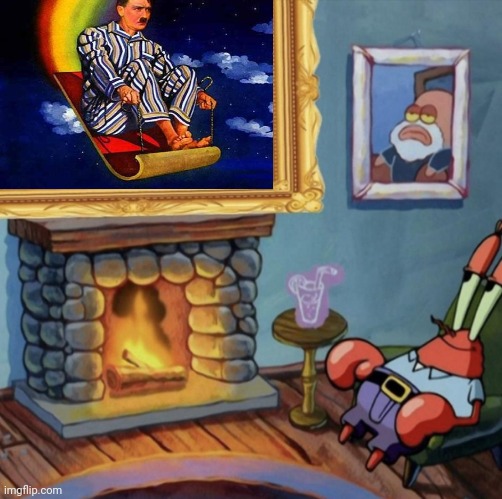 Mr Krabs admiring his favorite art | image tagged in mr krabs admiring his favorite art | made w/ Imgflip meme maker