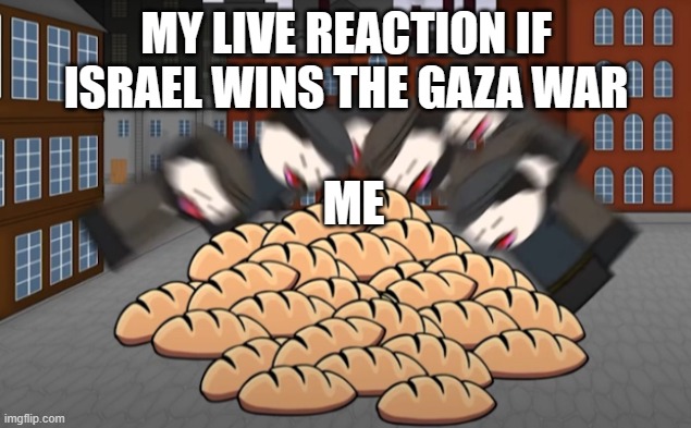 total good | MY LIVE REACTION IF ISRAEL WINS THE GAZA WAR; ME | image tagged in oversimplified bread | made w/ Imgflip meme maker
