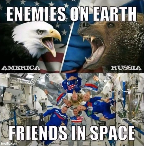 No politics in space. Everyone's happy. Must be the lack of oxygen. | image tagged in space | made w/ Imgflip meme maker
