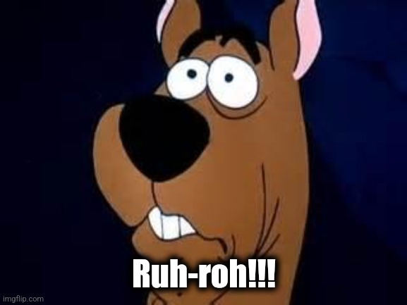 Scooby Doo Surprised | Ruh-roh!!! | image tagged in scooby doo surprised | made w/ Imgflip meme maker