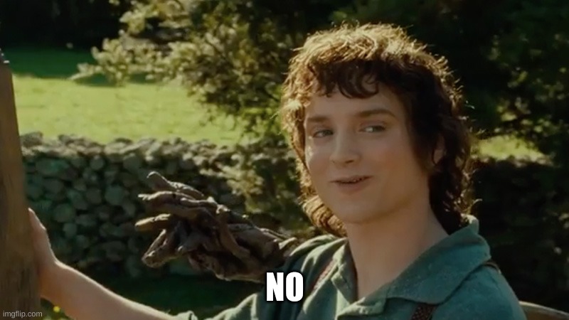Frodo alright then, keep your secrets | NO | image tagged in frodo alright then keep your secrets | made w/ Imgflip meme maker