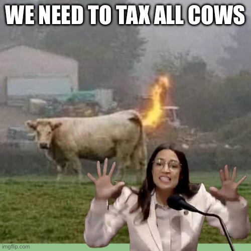 AOC FOR PREZ | WE NEED TO TAX ALL COWS | image tagged in jazz handz,memes,funny,face you make robert downey jr | made w/ Imgflip meme maker