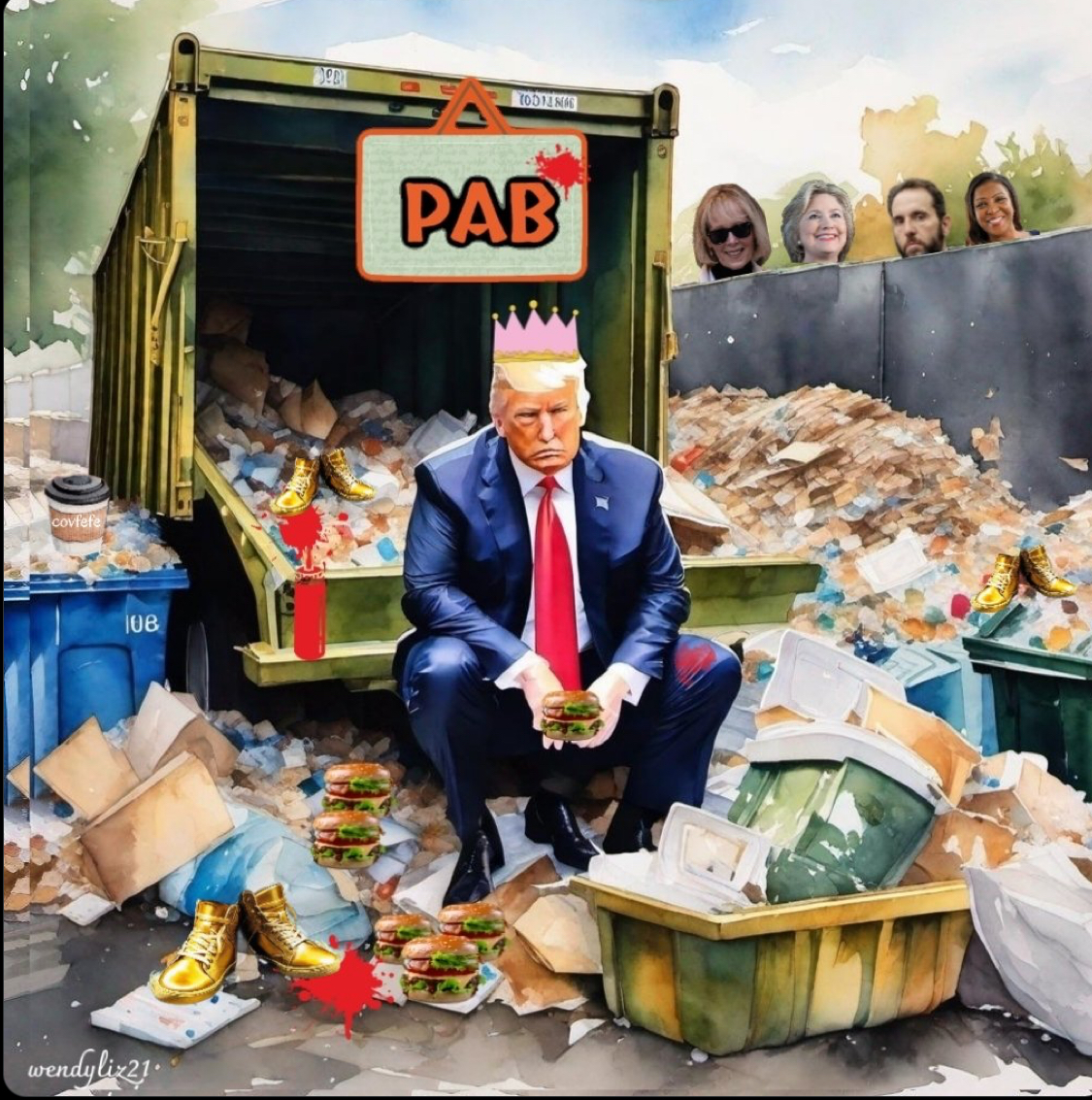 Trump in a garbage dump Blank Meme Template