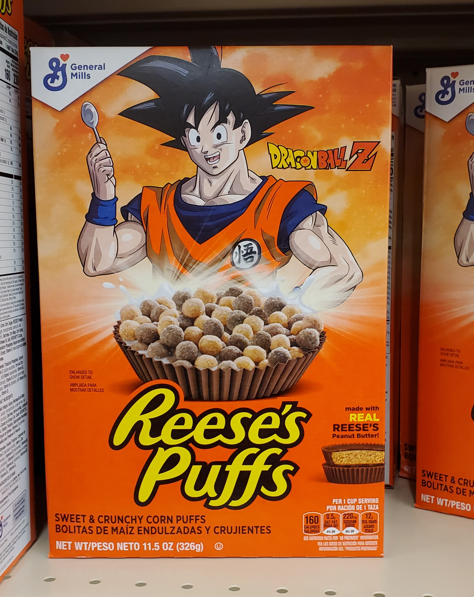 High Quality Reese's Puffs Goku from Dragon Ball Cereal Blank Meme Template