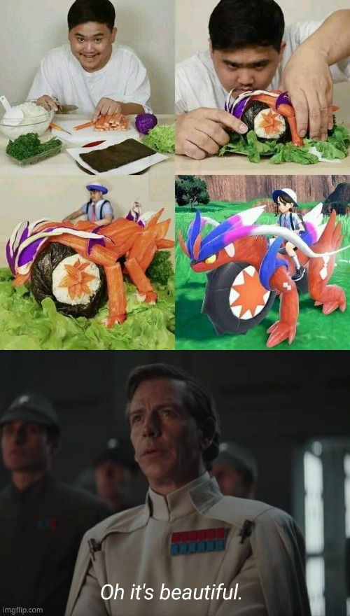 Now this is art! | image tagged in oh it's beautiful,funny,koraidon,food | made w/ Imgflip meme maker