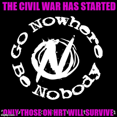 THE CIVIL WAR HAS STARTED; ONLY THOSE ON HRT WILL SURVIVE | image tagged in transgender | made w/ Imgflip meme maker