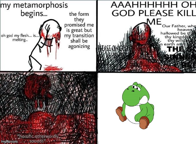 man melting into x | image tagged in man melting into x,fat yoshi | made w/ Imgflip meme maker