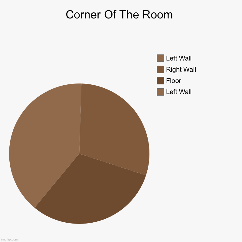 Corner Of The Room | Corner Of The Room | Left Wall, Floor, Right Wall, Left Wall | image tagged in charts,pie charts | made w/ Imgflip chart maker