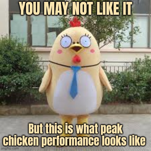 Larg birb | YOU MAY NOT LIKE IT; But this is what peak chicken performance looks like | image tagged in round,chicken,stop it,stop it get some help | made w/ Imgflip meme maker