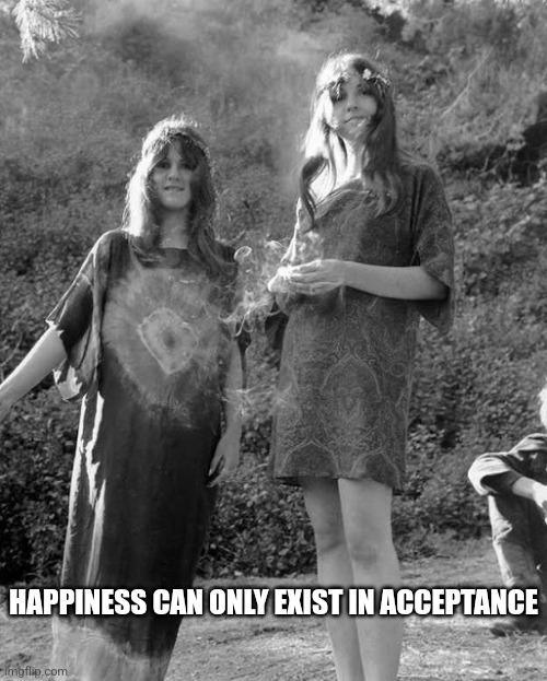 HAPPINESS CAN ONLY EXIST IN ACCEPTANCE | image tagged in different,weird,have fun | made w/ Imgflip meme maker