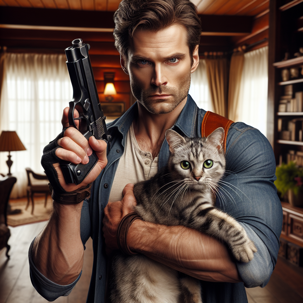 High Quality Man holding a cat Blank Meme Template