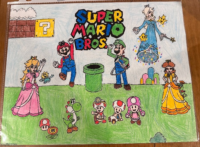 Happy Mar10 day! I drew this. Wahoo! | image tagged in drawing,super mario bros,i did it,art,fanart,nintendo | made w/ Imgflip meme maker