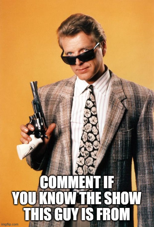 This is a great show even tho it's from around the 80's | COMMENT IF YOU KNOW THE SHOW THIS GUY IS FROM | image tagged in sledge hammer | made w/ Imgflip meme maker