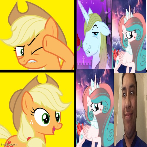 AppleJack Hates Prince Blueblood X Princess Cherry Rose Heart And AppleJack Likes Elia Vaine Tanga X Princess Cherry Rose Heart | image tagged in pony drake meme | made w/ Imgflip meme maker