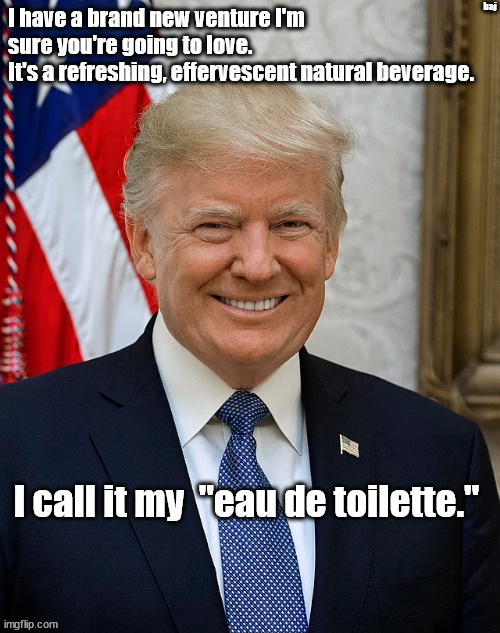 Trump's new venture | baj | image tagged in toilet water | made w/ Imgflip meme maker