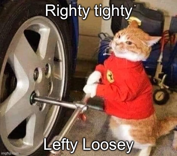 Cat mechanic | Righty tighty; Lefty Loosey | image tagged in bad pun,cat,mechanic,animal mechanicals | made w/ Imgflip meme maker