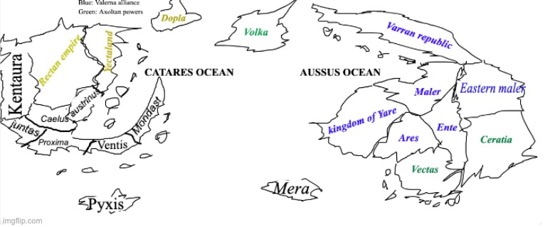 map of cerva in 1962 (before the fall of the rectan empire) | made w/ Imgflip meme maker