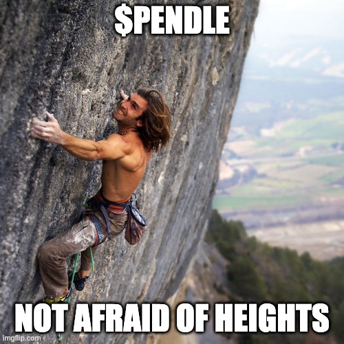 PENDLE - not afraid of heights | $PENDLE; NOT AFRAID OF HEIGHTS | image tagged in mountain climber,cryptocurrency | made w/ Imgflip meme maker