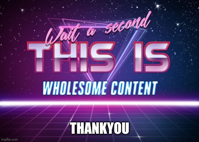 Wait a second this is wholesome content | THANKYOU | image tagged in wait a second this is wholesome content | made w/ Imgflip meme maker