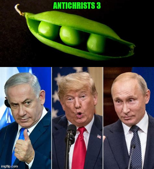 3 peas in a pod | image tagged in antichrists,fascists,maga nazi,bibi netanyahu,vladmir putin,traitors | made w/ Imgflip meme maker