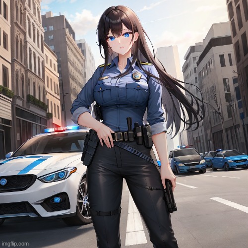 female oc as a police officer, cause why not | image tagged in unstable diffusion | made w/ Imgflip meme maker