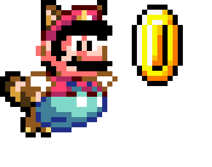 Raccoon Mario Collecting a coin Meme Template