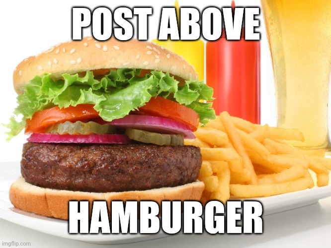 Hamburger  | POST ABOVE; HAMBURGER | image tagged in hamburger | made w/ Imgflip meme maker