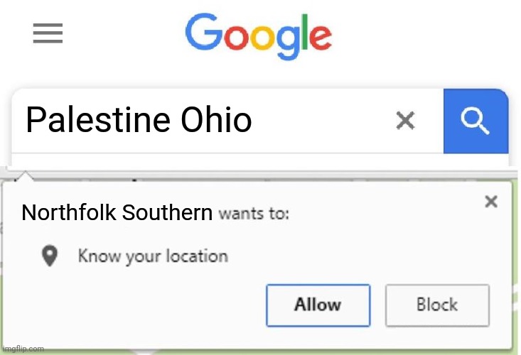 What. | Palestine Ohio; Northfolk Southern | image tagged in trains | made w/ Imgflip meme maker