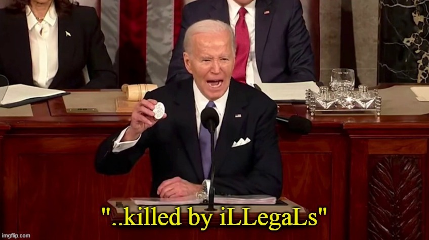 Yes Joe that's right! | image tagged in biden,illegal immigration,illegal aliens,sotu,state of the union,border | made w/ Imgflip meme maker